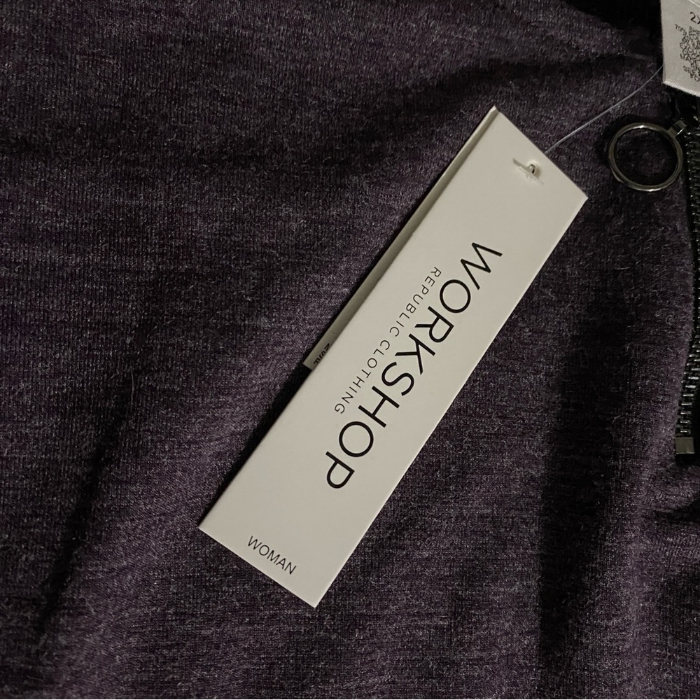 Workshop Republic 2X Plum Zip Front Tunic High Low Hem Stretch Top Plus - Picture 7 of 10